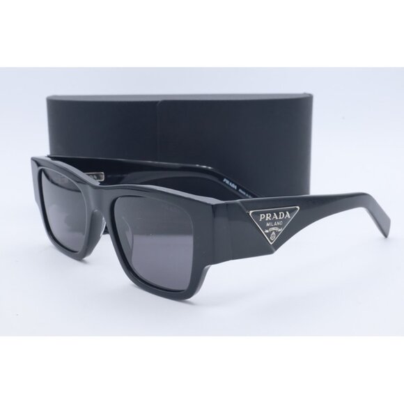 Prada SPR 10Z-F 1AB-5S0 Cat Eye Black Sunglasses Gray Lenses 54mm